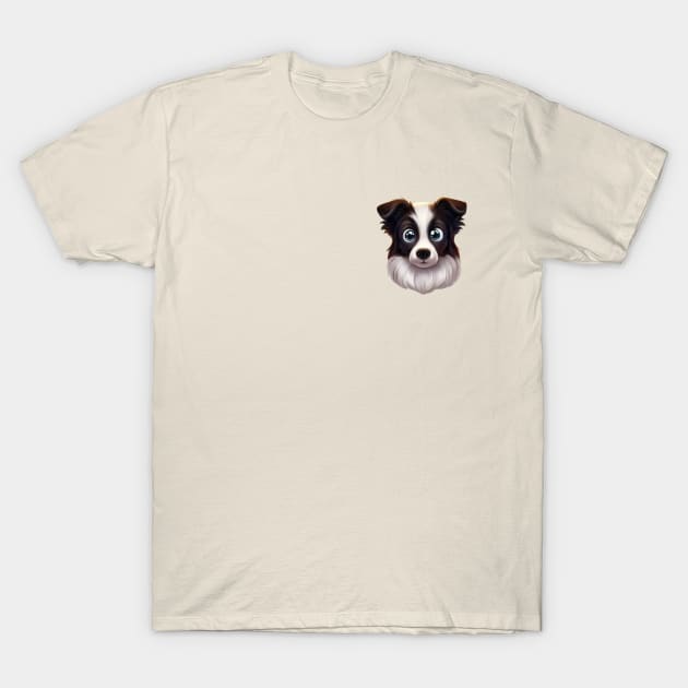 Small Version - Captivating Border Collie Profile T-Shirt by Art By Mojo